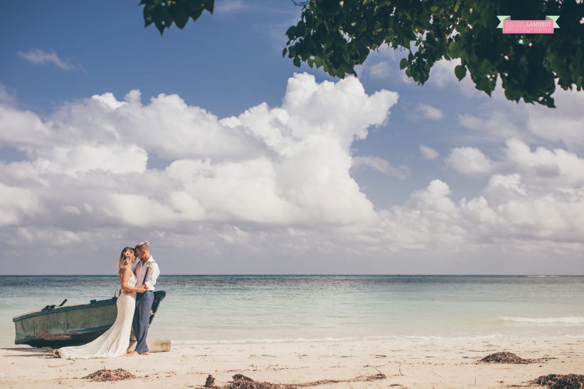 beach bride and groom jamaica seascape boat