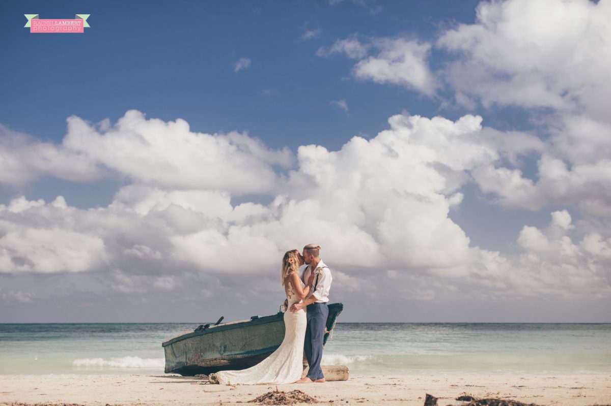 bride and groom jamaica kissing on beach