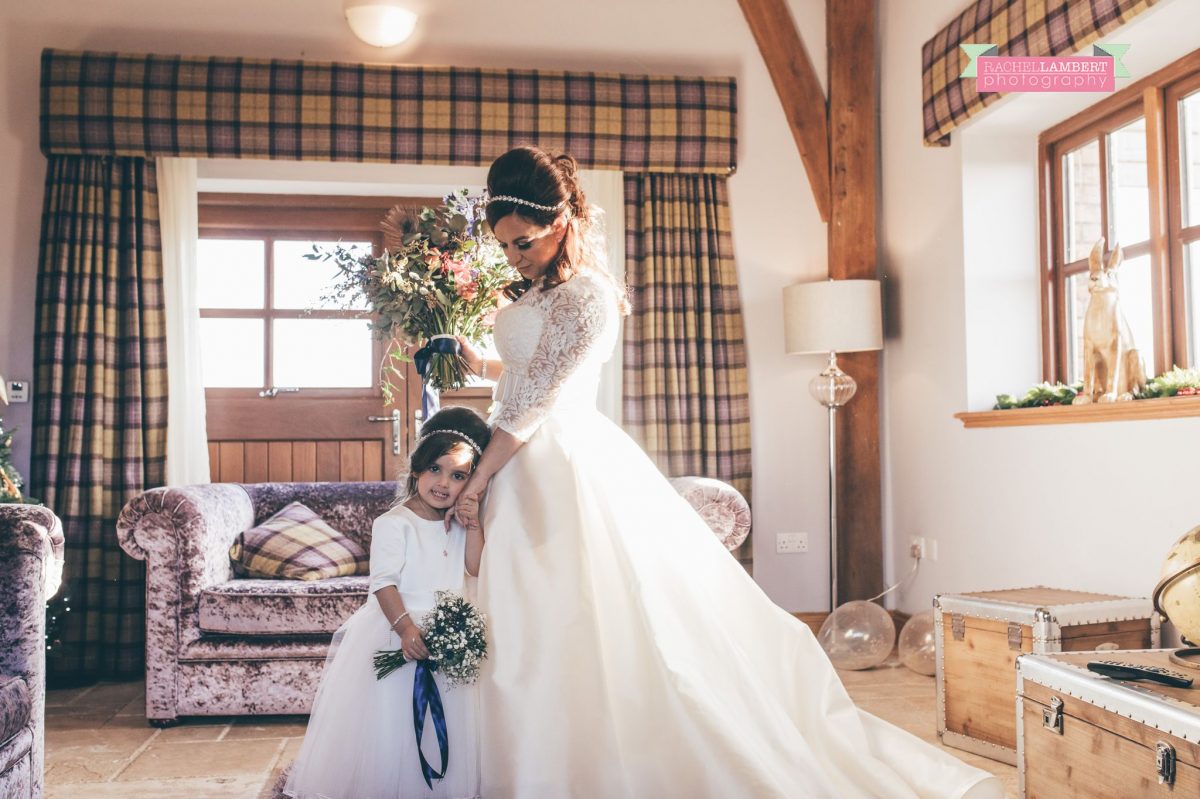 bride flowergirl mother and daughter