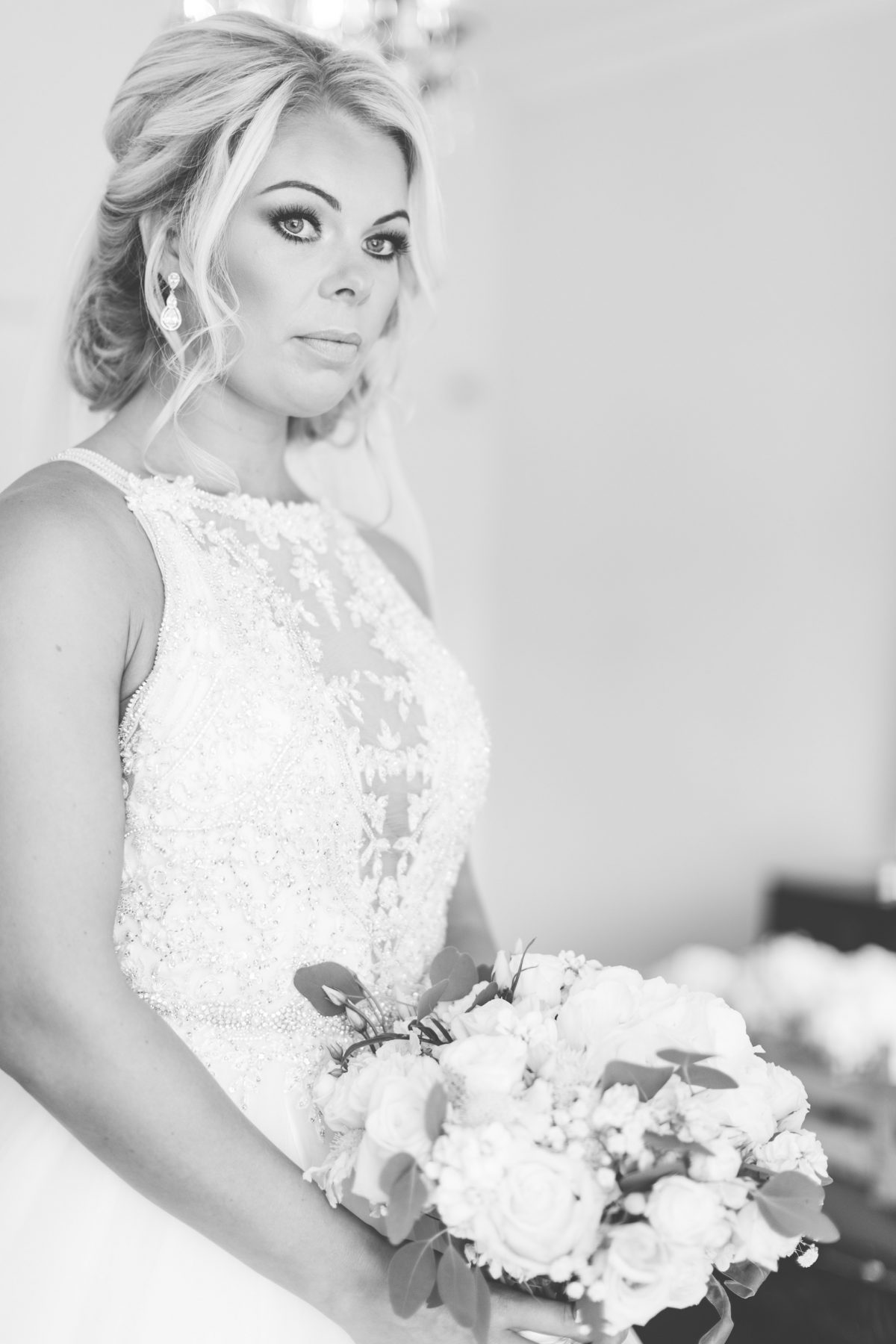 black and white bride just before the ceremony rachel lambert photography