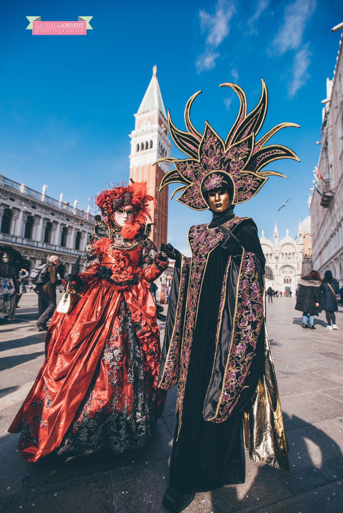 venice mask festival st marks square italy campanile tower