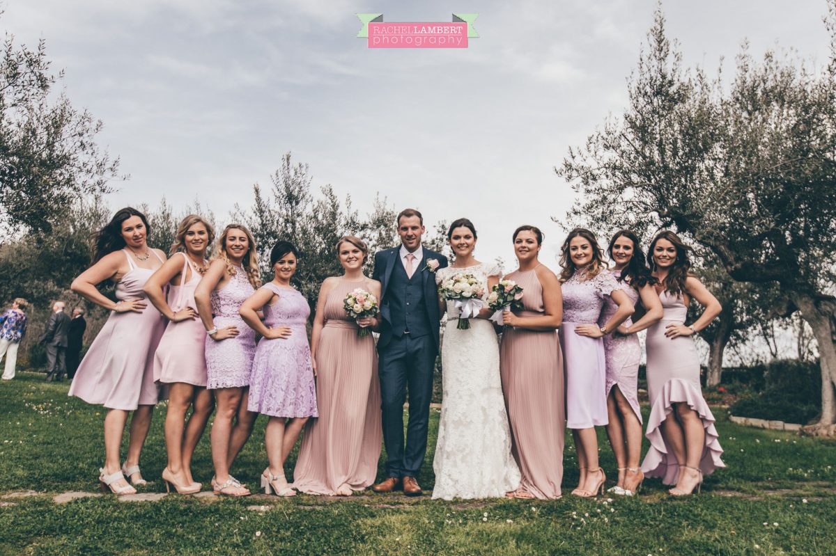 bride and groom bridal party group shots wedding in italy 