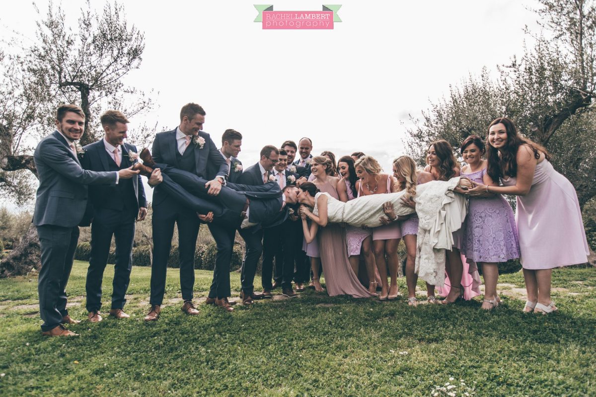 bride and groom bridal party group shots wedding in italy 