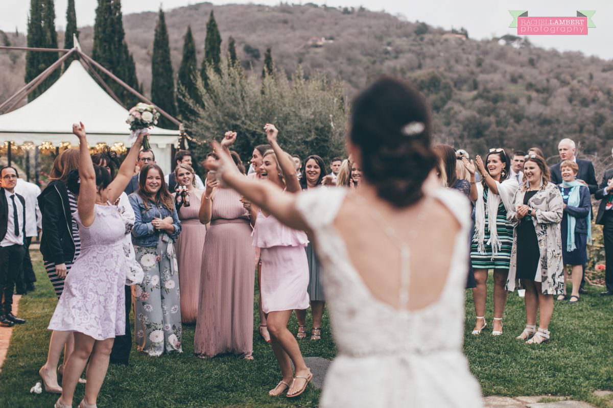 throwing the bouquet wedding in italy 