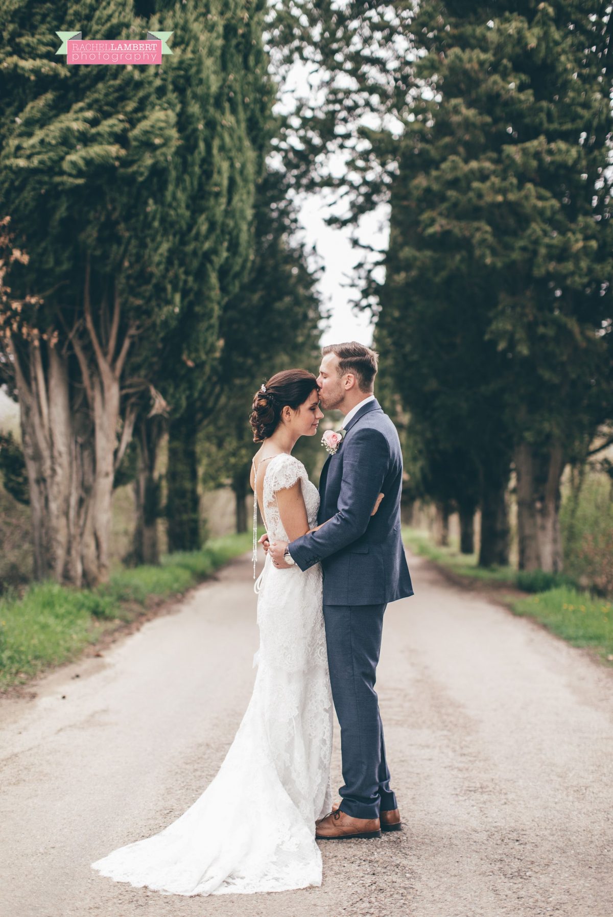 bride and groom portrait wedding in italy colour cortona tuscany Cypress tree