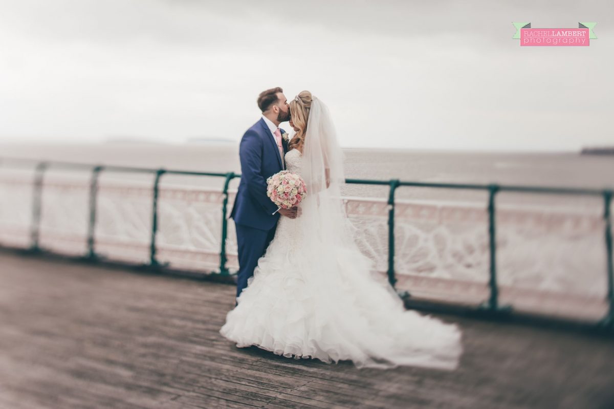 rachel lambert photography bride and groom penarth pier tilt shift