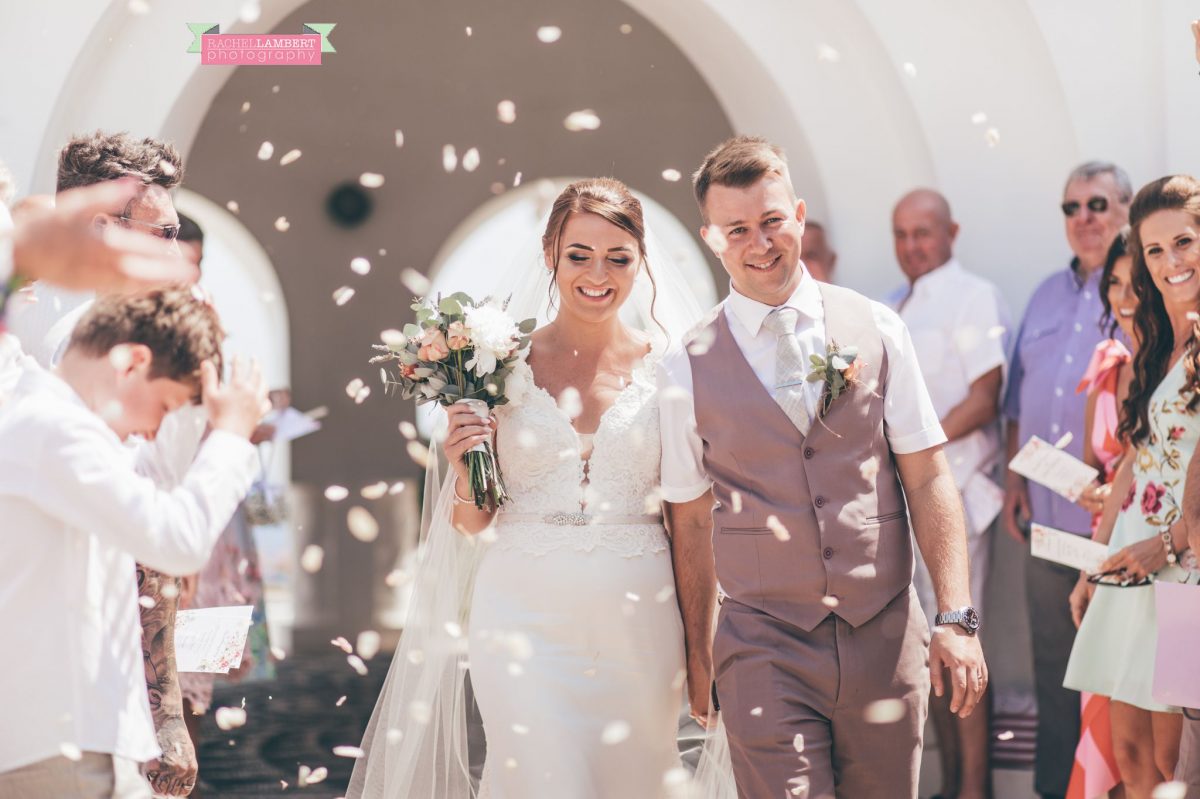 destination wedding greece kalithea springs rhodes kalithea springs bride and groom confetti