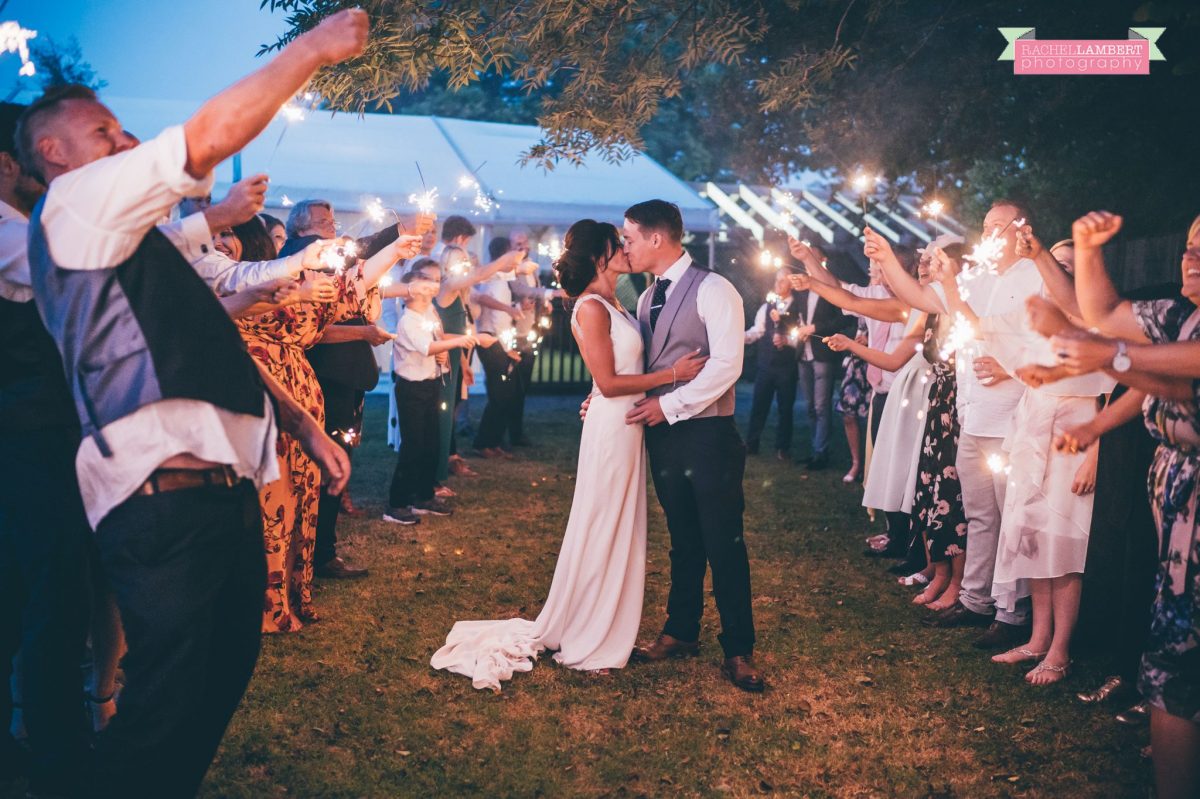 Rachel Lambert Photography llanerch vineyard wedding photographer bride and groom sparkler shots