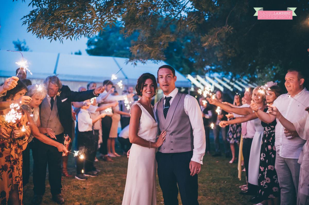 Rachel Lambert Photography llanerch vineyard wedding photographer bride and groom sparkler shots