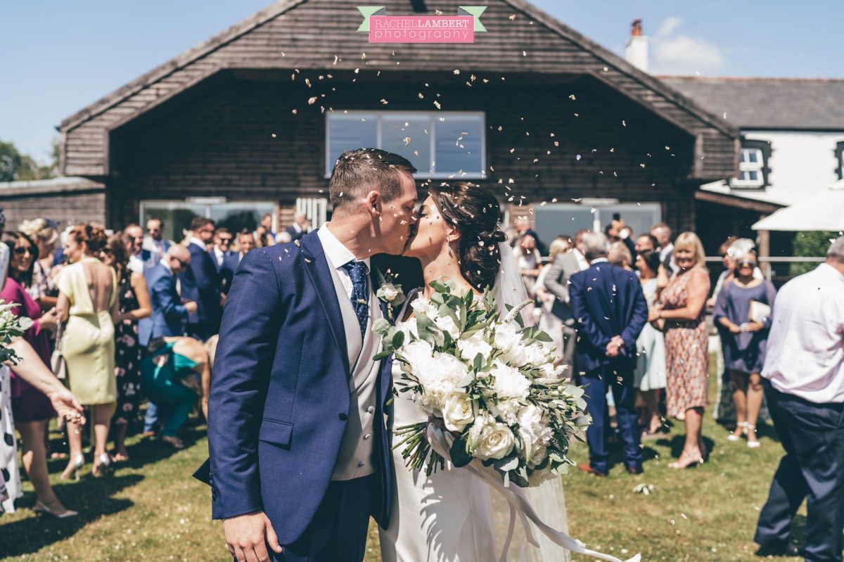 Rachel Lambert Photography llanerch vineyard wedding photographer bride and groom confetti shot