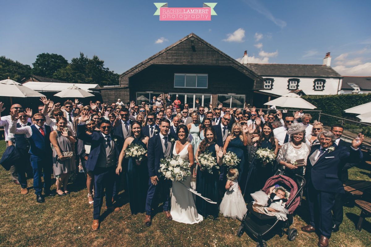 Rachel Lambert Photography llanerch vineyard wedding photographer bride and groom and all guests big group shot