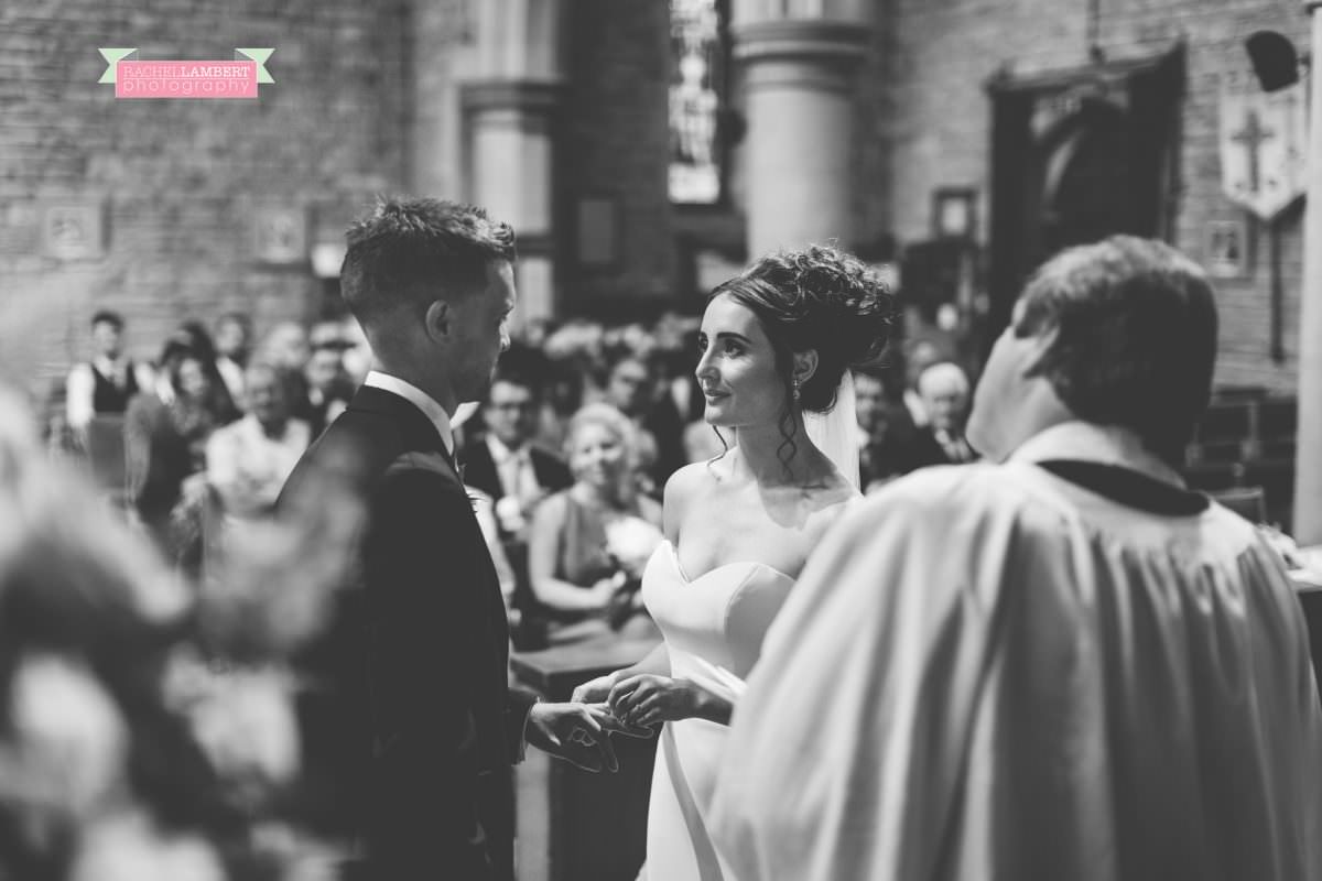 olwalls wedding photographer rachel lambert photography bride and groom in st peters church newton