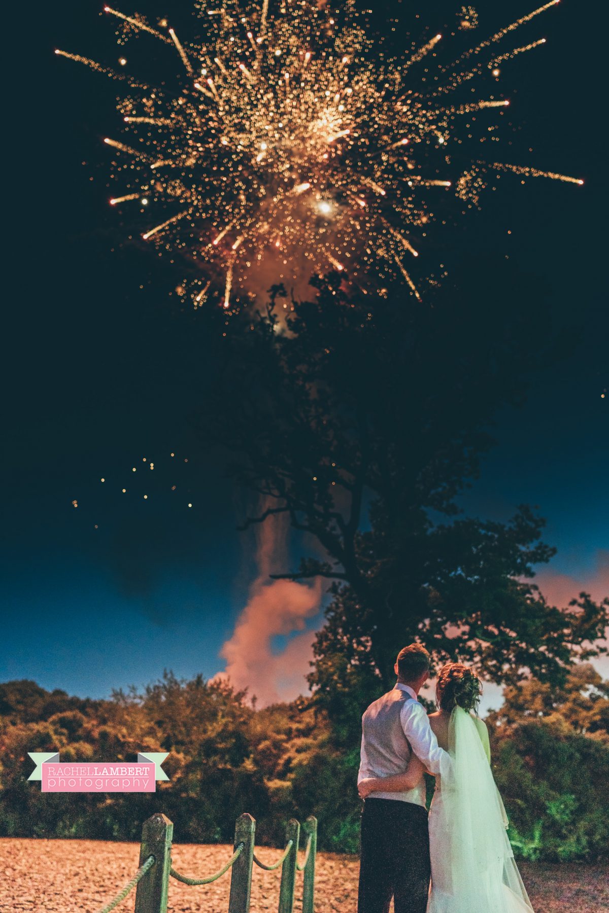 olwalls wedding photographer rachel lambert photography bride and groom fireworks