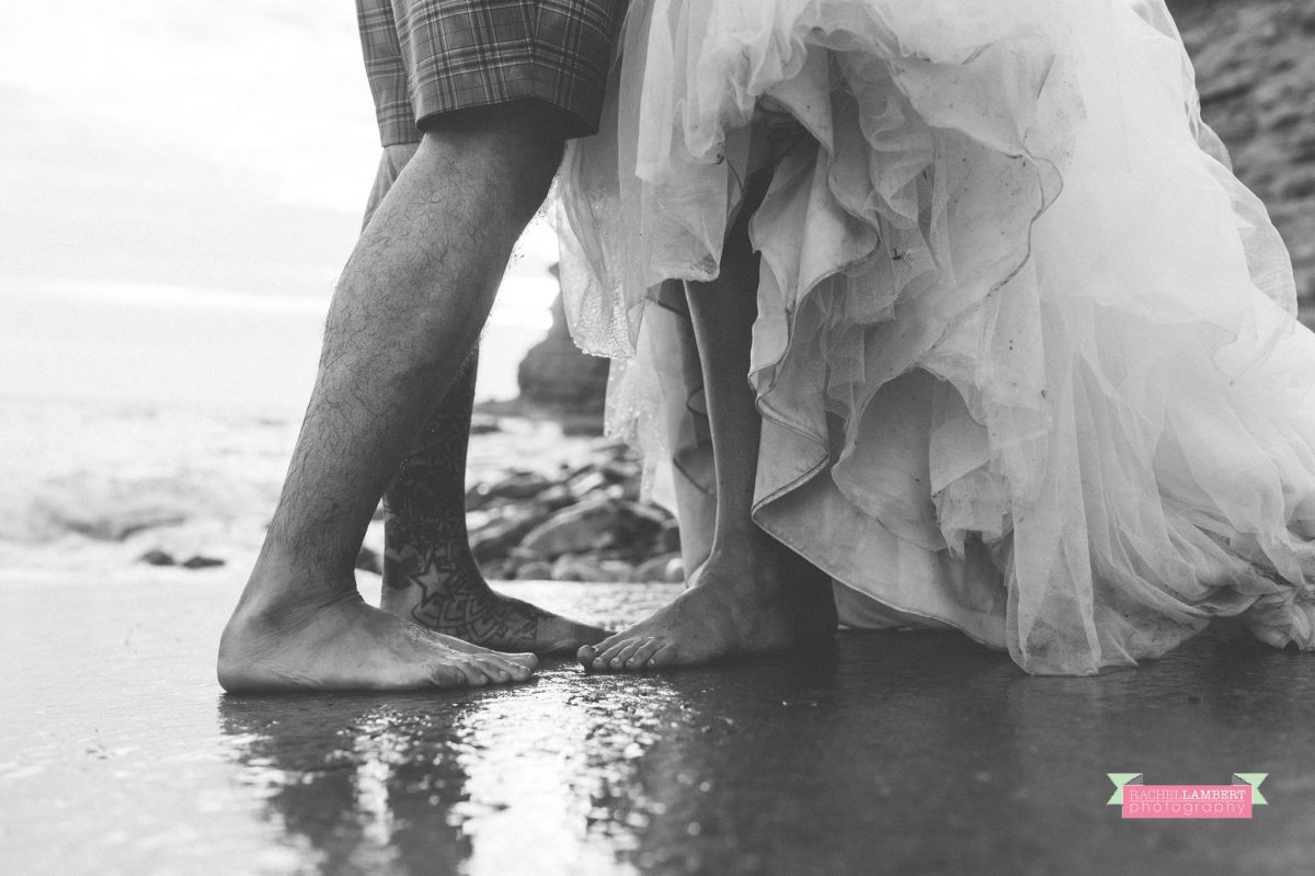 rachel lambert photography post wedding shoot dunraven bay sony alpha bride and groom sunset feet