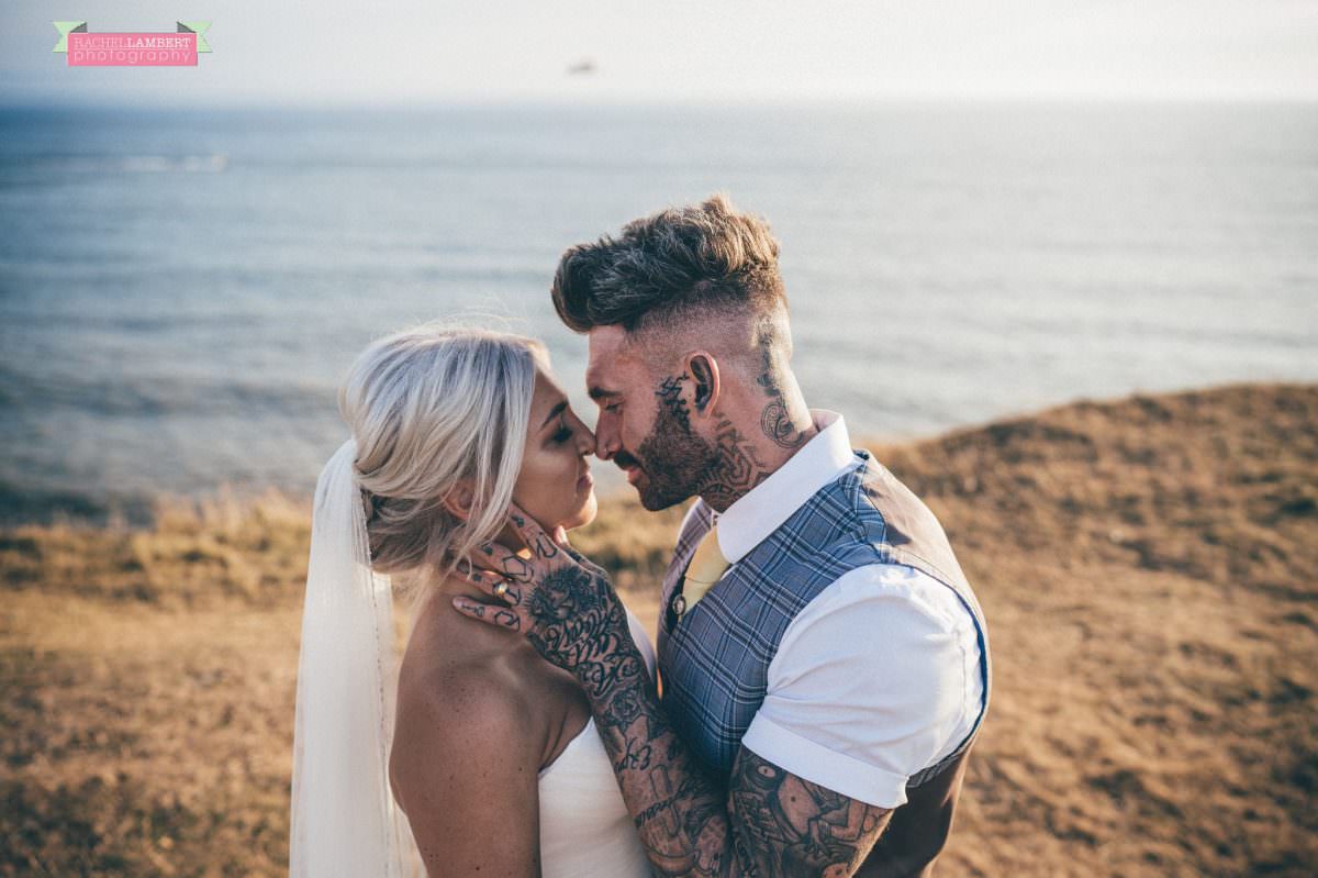 rachel lambert photography post wedding shoot southerndown beach sony alpha bride and groom golden hour tattoos