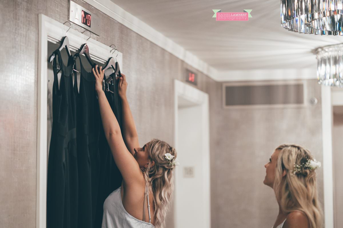 rachel lambert photography new york wedding photos bride and bridesmaids the manhattan hotel time square bridesmaids dresses