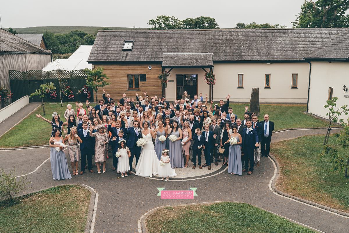 oldwalls wedding photographer bride and groom big group shot