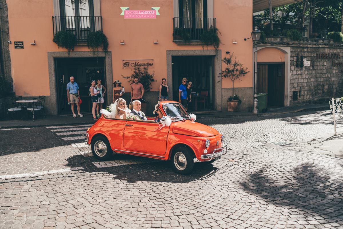 wedding photographer sorrento italy bride and groom chiostro di san francesco laura may bridal bride arrival