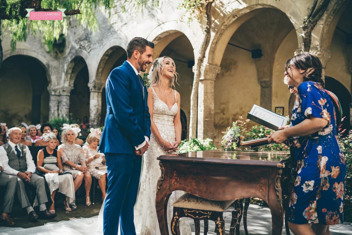 wedding photographer sorrento italy bride and groom chiostro di san francesco laura may bridal ceremony