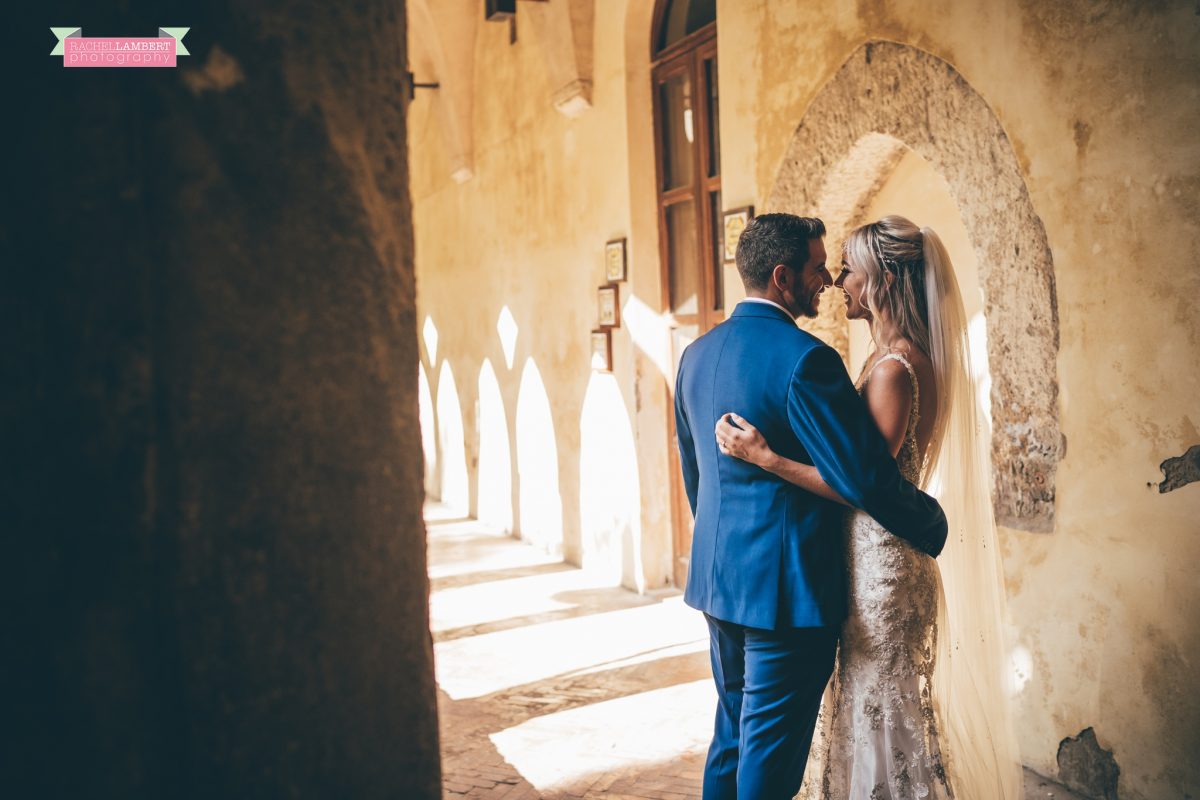 wedding photographer sorrento italy bride and groom chiostro di san francesco laura may bridal