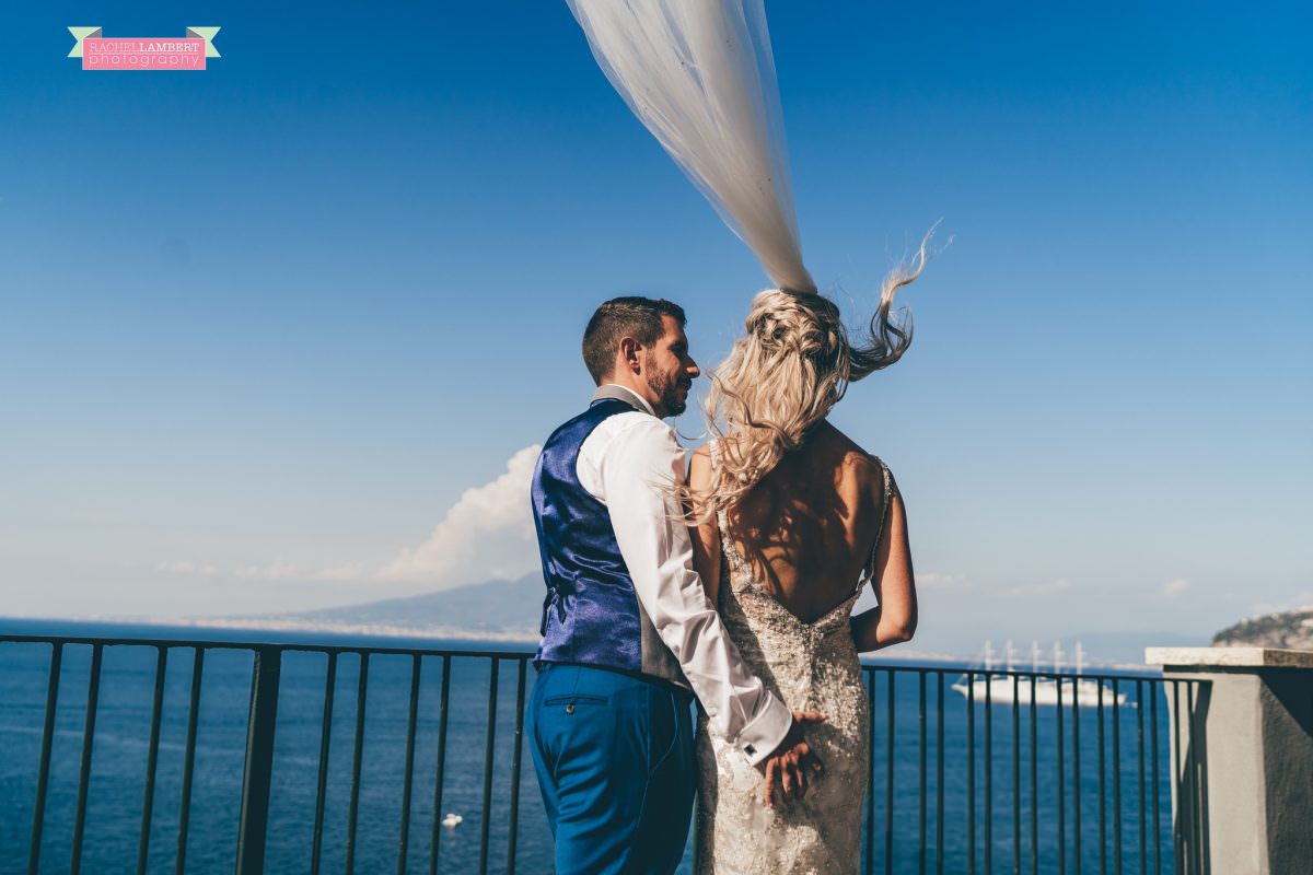 wedding photographer sorrento italy bride and groom chiostro di san francesco long veil laura may bridal