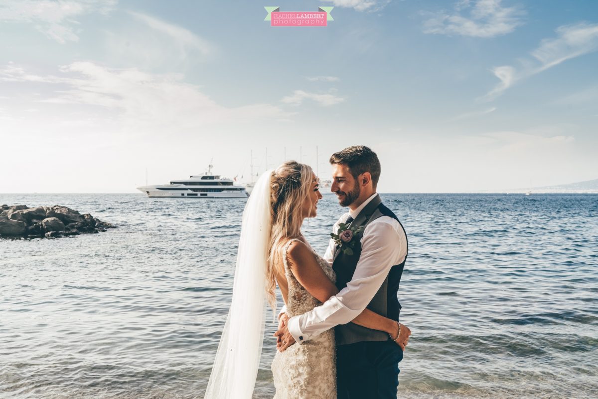 wedding photographer sorrento italy villa antiche mura bride and groom beach