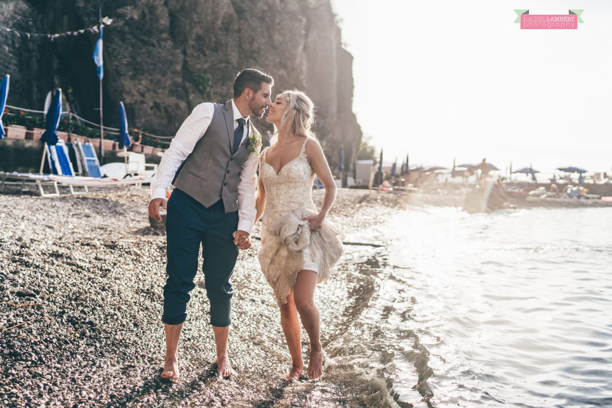 wedding photographer sorrento italy villa antiche mura bride and groom beach 