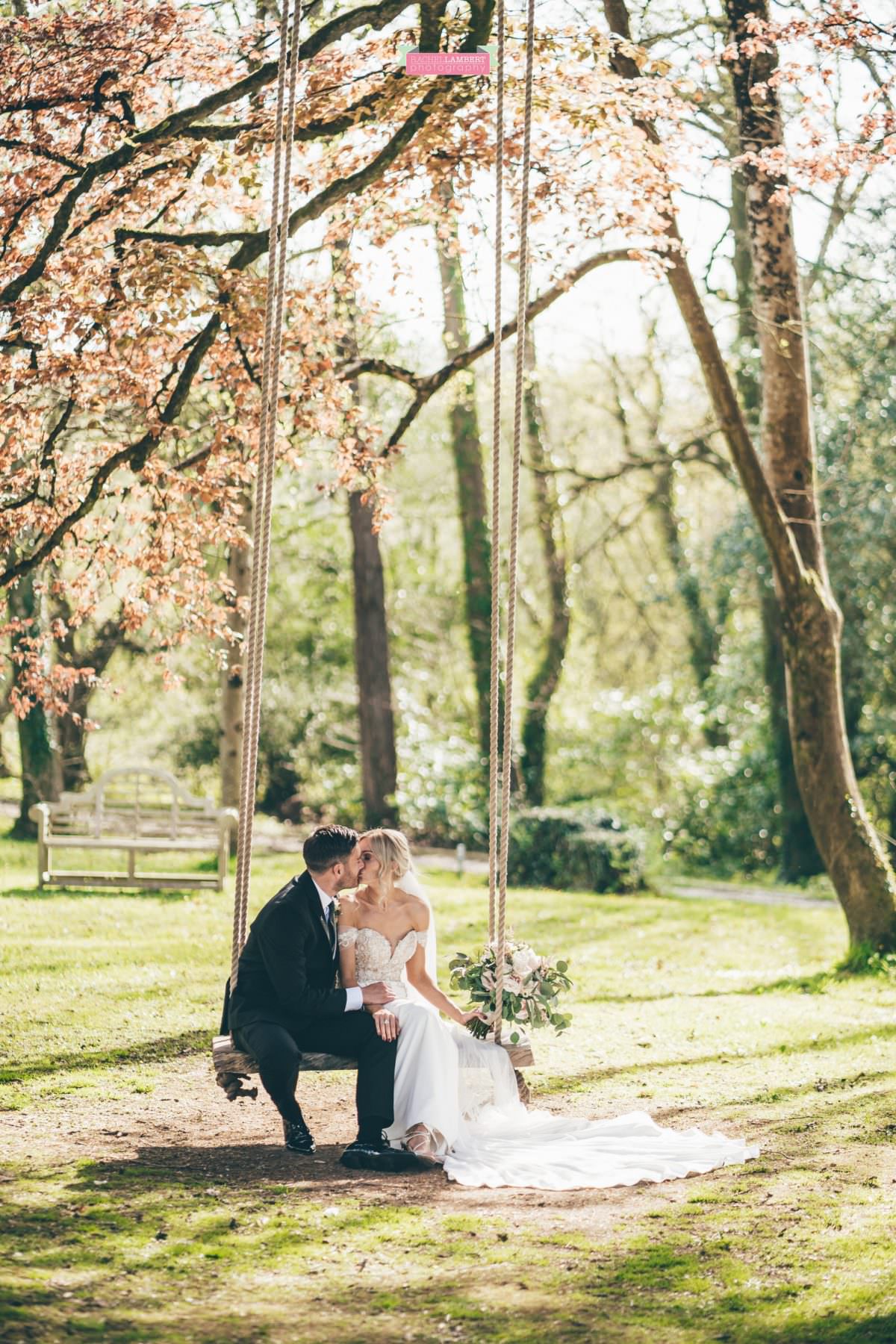 fairyhill gower rachel lambert photography cardiff wedding photographer bride and groom on the swing