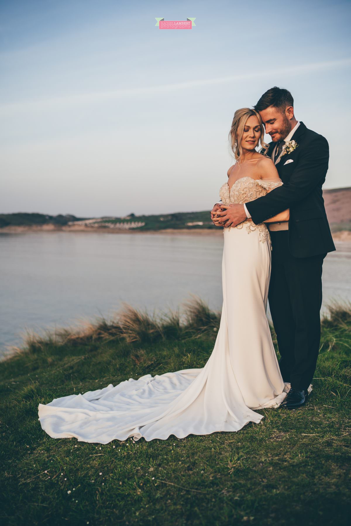 Fairyhill cardiff wedding photographer broughton bay bride and groom pronovious bridal gown