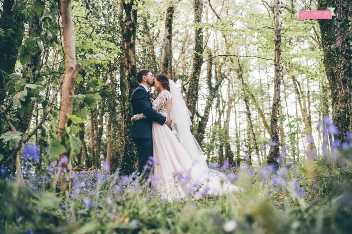 cardiff wedding photographer llanerch vineyard woodland walk bluebells couple shots