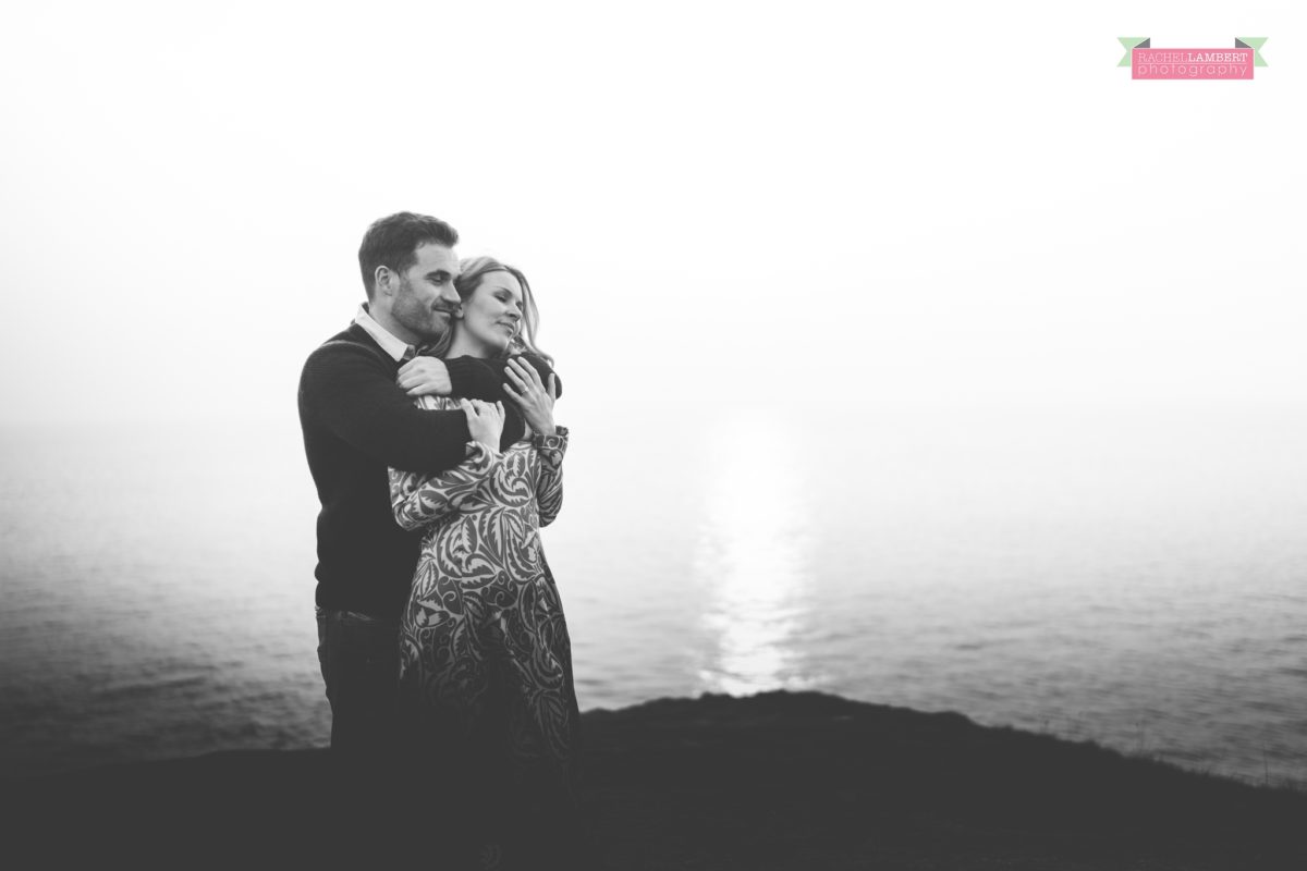 Together Shoot Cardiff Wedding Photographer golden hour black and white portrait