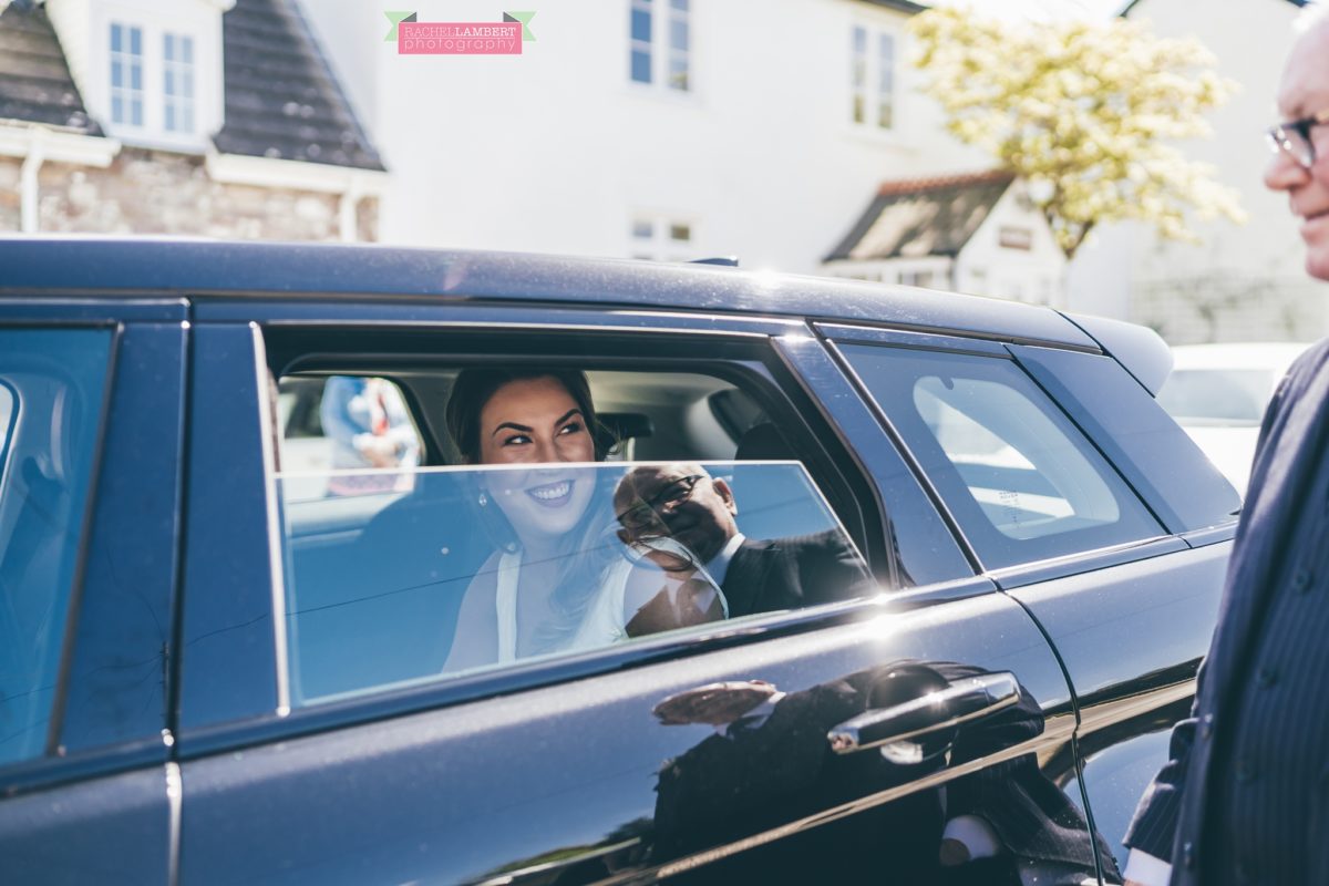 glanusk esate wedding rachel lambert photography st catwg's church llangatwg bride arriving