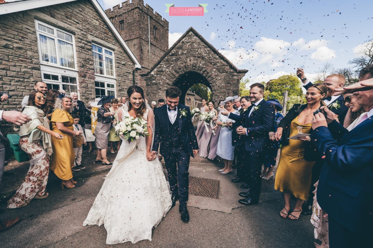 glanusk esate wedding rachel lambert photography st catwg's church llangatwg confetti