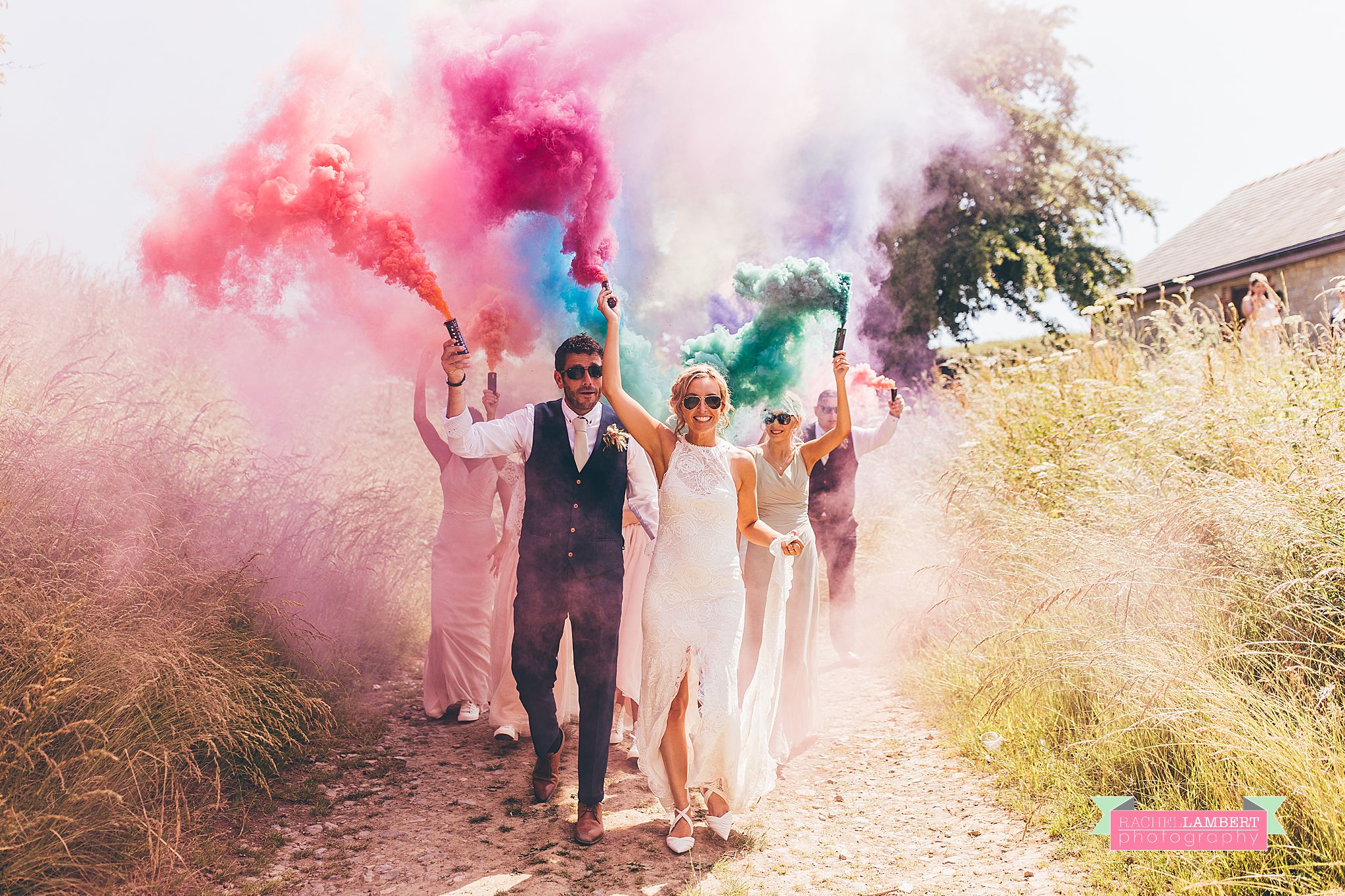 Rosedew Farm Summer Weddings smoke bombs