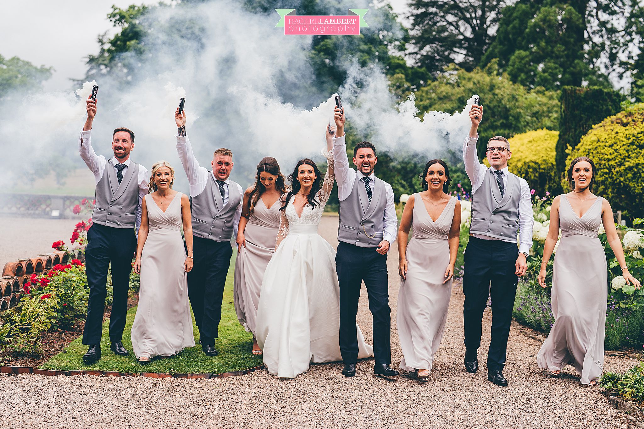 Cefn Tilla Court Weddings Rachel Lambert Photography smoke bombs