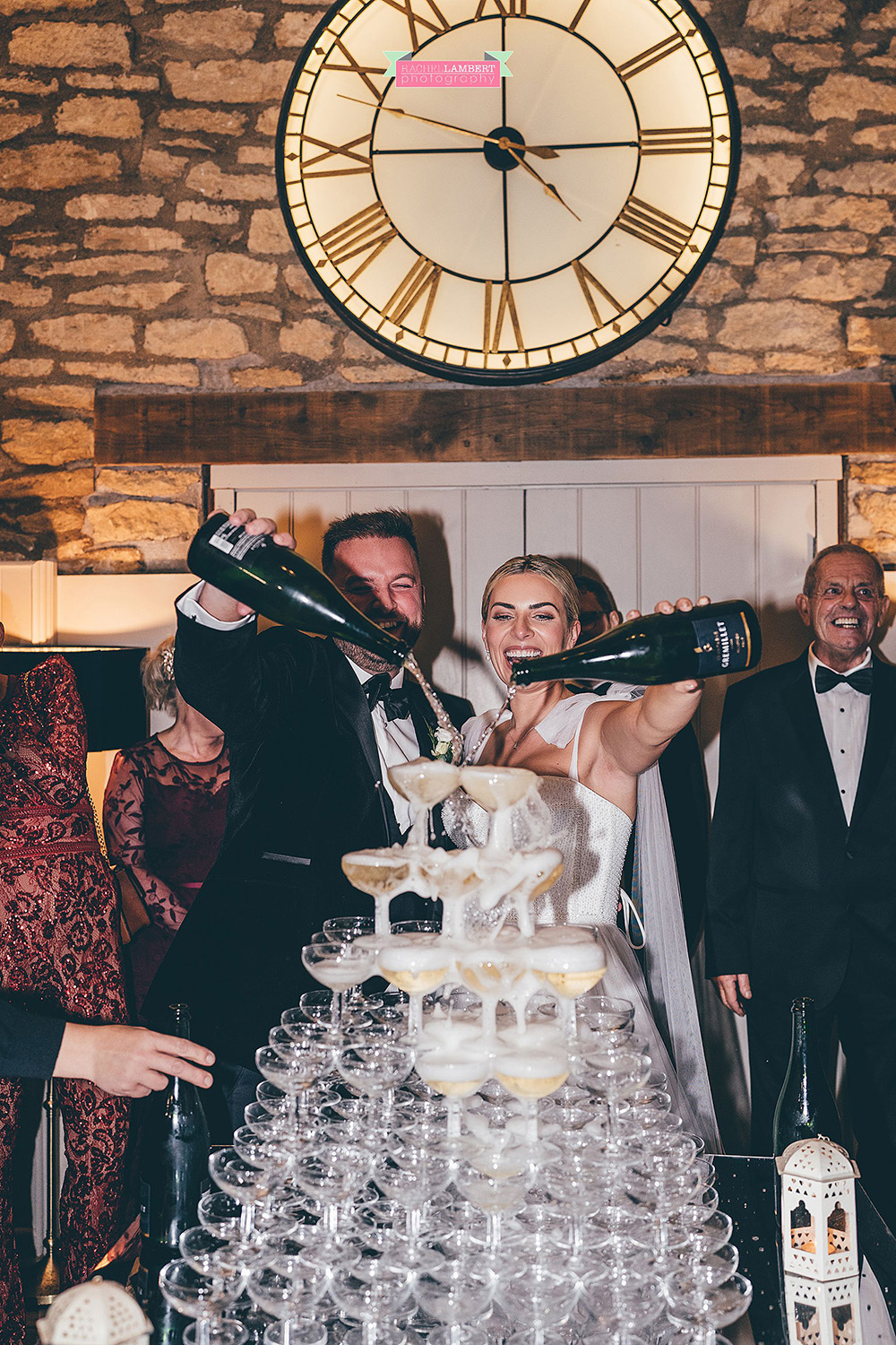 Brympton House Wedding champagne tower