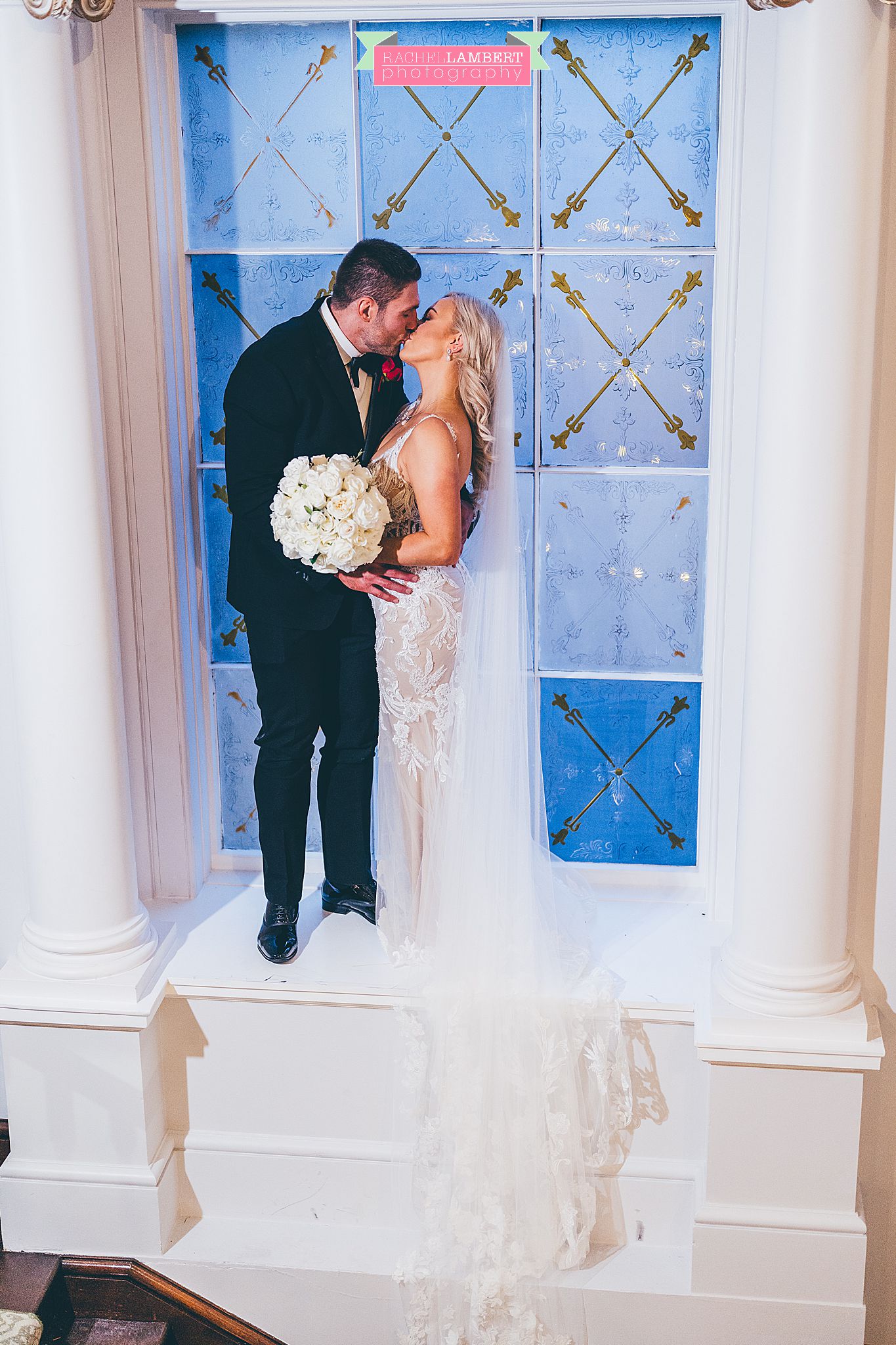 Hensol Castle Christmas Wedding rachel lambert photography staircase